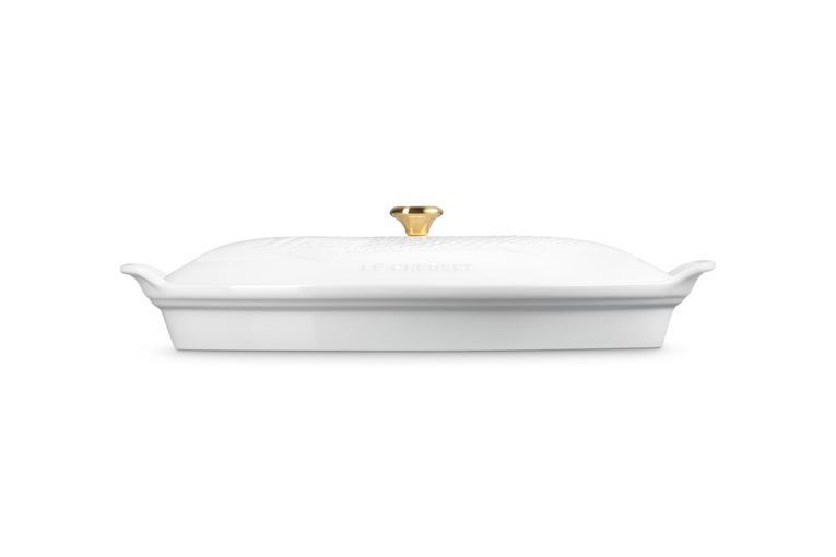 ﻿Le Creuset Fischbackform Tradition mit Deckel aus Steinzeug Räumungsverkauf