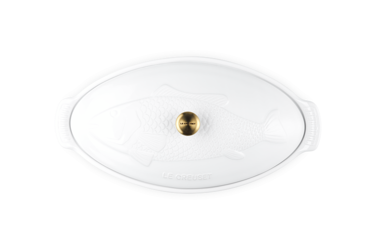 ﻿Le Creuset Fischbackform Tradition mit Deckel aus Steinzeug Räumungsverkauf