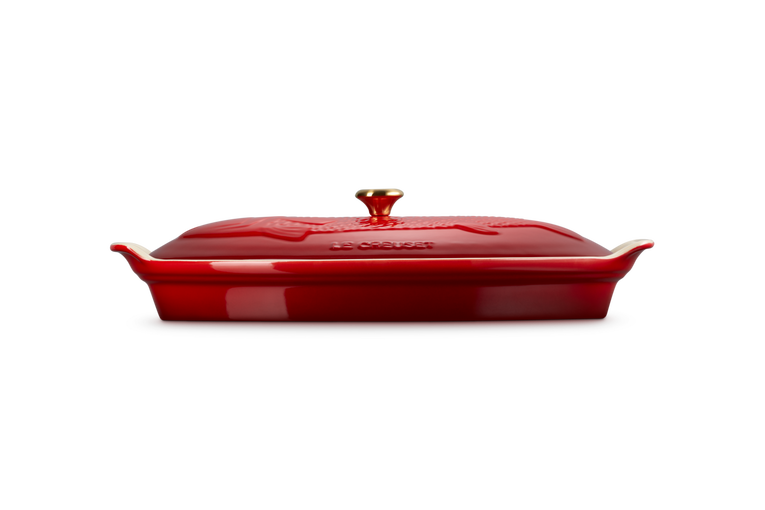 Le Creuset Fischbackform Tradition mit Deckel aus Steinzeug Tiefpreis