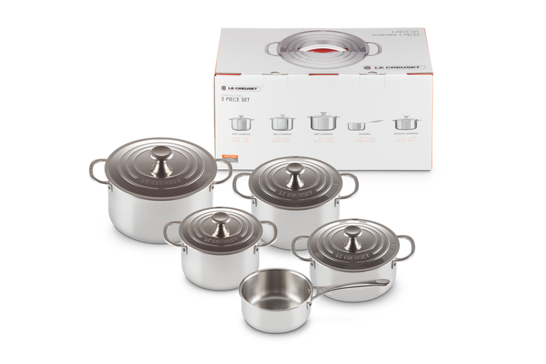 Le Creuset 5-teiliges Topfset aus 3-ply PLUS Edelstahl Letzte 2 Tage