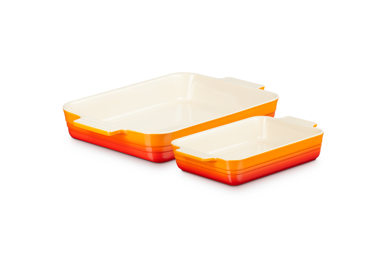 Le Creuset 2er-Set rechteckige Auflaufformen Klassik aus Steinzeug