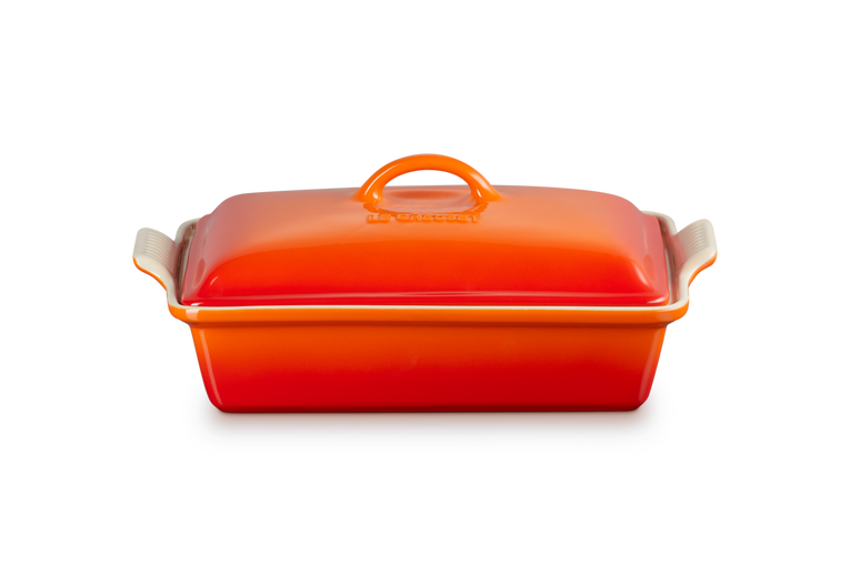 Le Creuset Rechteckige Auflaufform Tradition mit Deckel aus Steinzeug