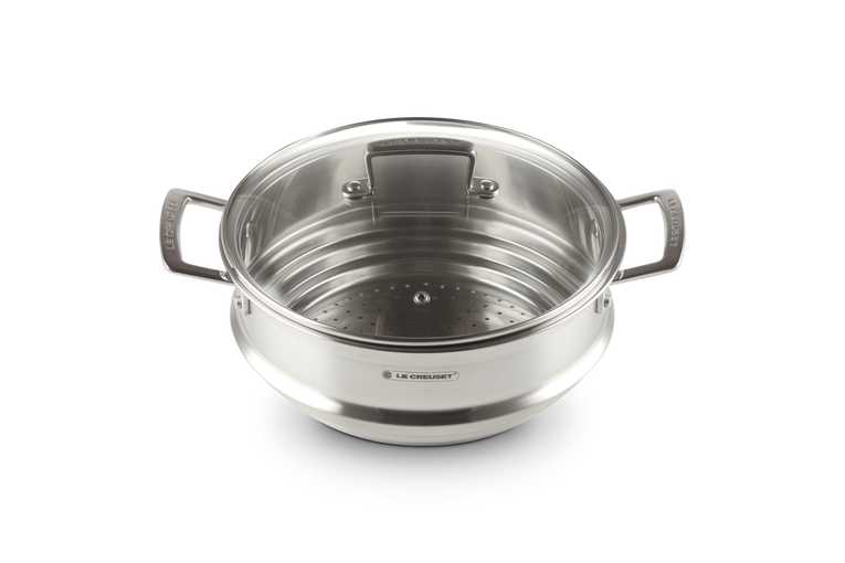 Le Creuset Multi-Dämpfeinsatz aus Edelstahl mit Glasdeckel Blitzangebot