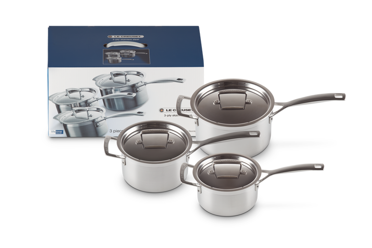 Le Creuset 3-teiliges Profitopfset aus 3-ply Edelstahl Fabrikverkauf
