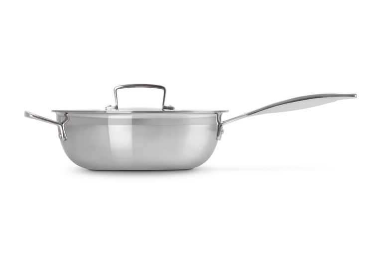 Le Creuset Antihaftbeschichtete Sautépfanne mit Gegengriff aus 3-ply Edelstahl mit Deckel Flash Sale