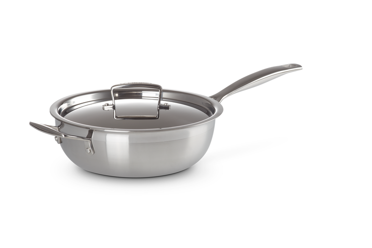 Le Creuset Antihaftbeschichtete Sautépfanne mit Gegengriff aus 3-ply Edelstahl mit Deckel Flash Sale