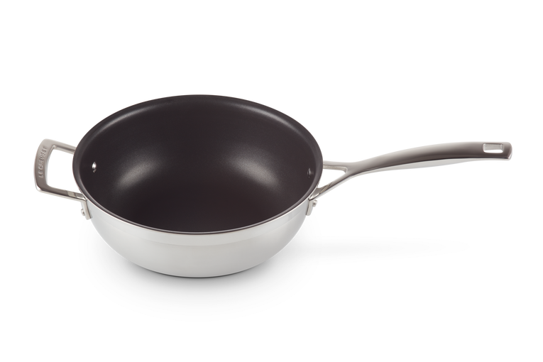 Le Creuset Antihaftbeschichtete Sautépfanne mit Gegengriff aus 3-ply Edelstahl mit Deckel Flash Sale