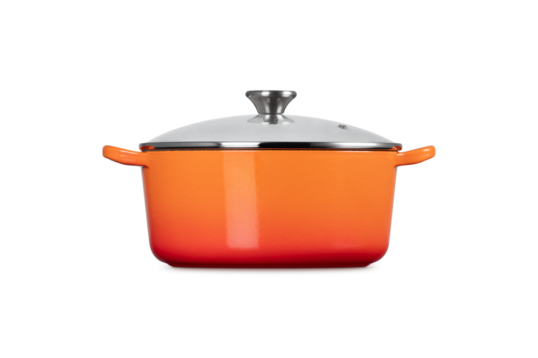 Le Creuset Runder Bräter aus Gusseisen mit Glasdeckel Top Angebot