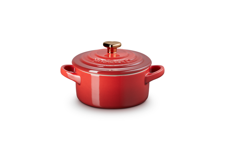 Le Creuset Mini-Cocotte aus Steinzeug mit goldenem Herzknauf Blitzangebot