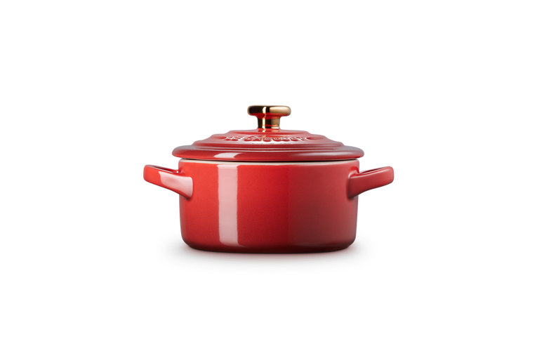 Le Creuset Mini-Cocotte aus Steinzeug mit goldenem Herzknauf Blitzangebot
