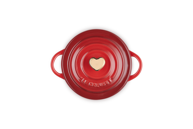 Le Creuset Mini-Cocotte aus Steinzeug mit goldenem Herzknauf Blitzangebot