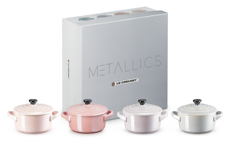 Le Creuset 4er-Set Mini Cocottes Metallics Rosé aus Steinzeug Neuheiten