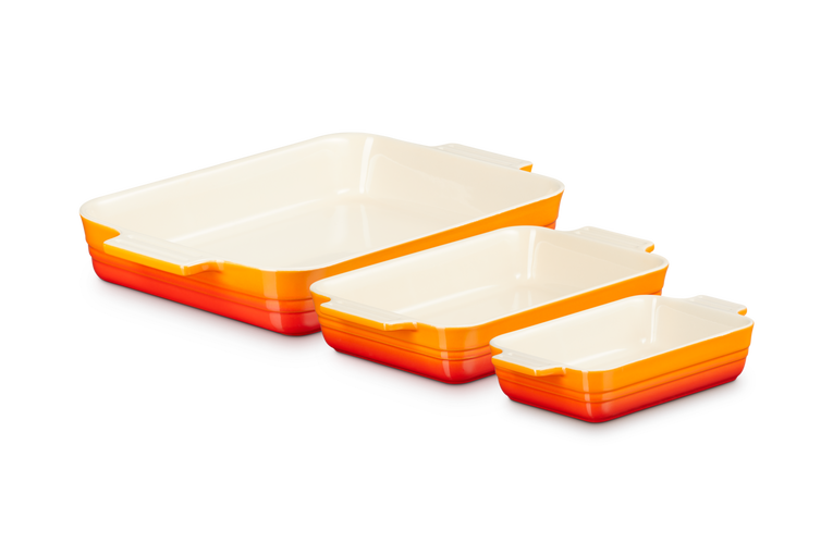 Le Creuset 3er-Set Rechteckige Auflaufform Klassik aus Steinzeug