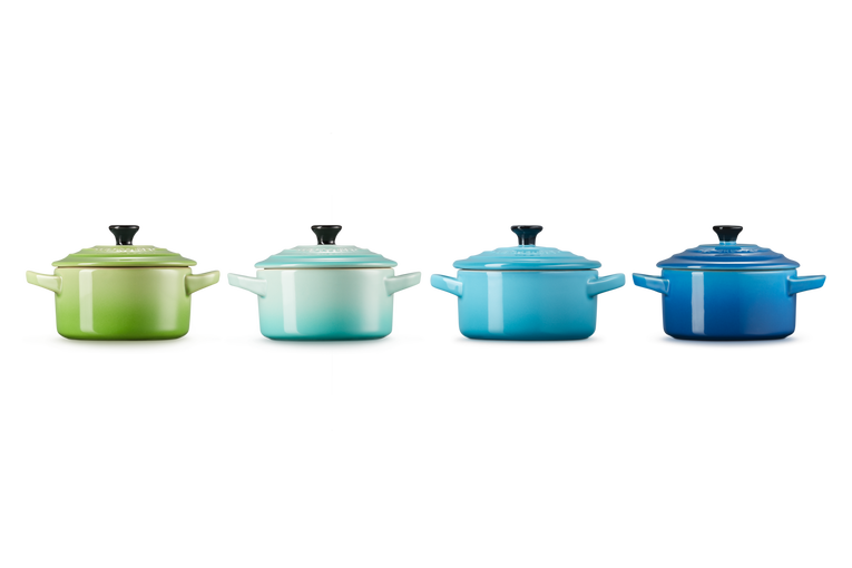 Le Creuset 4er-Set Mini Cocottes Meeresbrise aus Steinzeug Nur noch ein Tag übrig