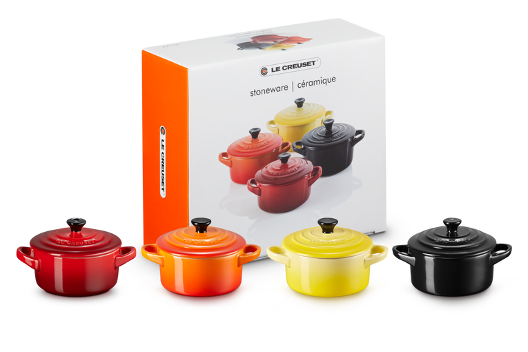 Le Creuset 4er-Set Mini Cocottes Feuer und Flamme aus Steinzeug Speichern exportieren