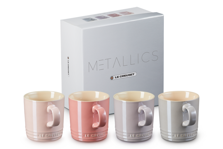 Le Creuset 4er-Set Becher Metallics Rosé aus Steinzeug Super Rabatt