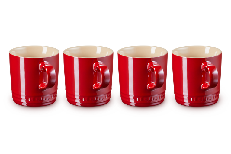 Le Creuset 4er-Set Becher Metallics Kirschrot aus Steinzeug