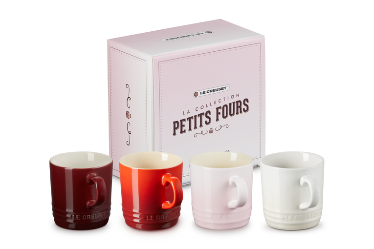 Le Creuset 4er-Set Cappuccino Becher Petits Fours aus Steinzeug