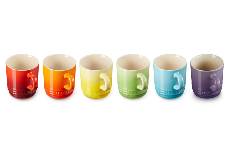 Le Creuset 6er-Set Cappuccino-Becher Regenbogen Hotsell