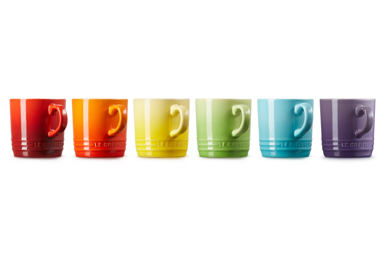 Le Creuset 6er-Set Cappuccino-Becher Regenbogen Hotsell