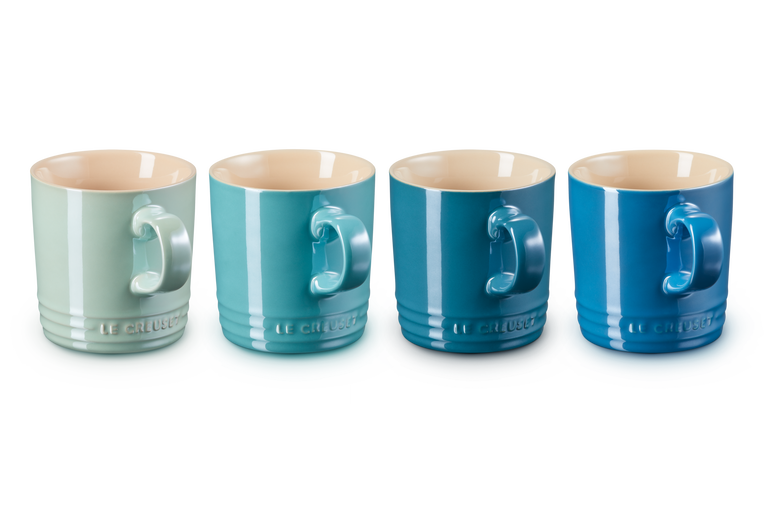 Le Creuset 4er-Set Becher Metallics Blau-Grün aus Steinzeug