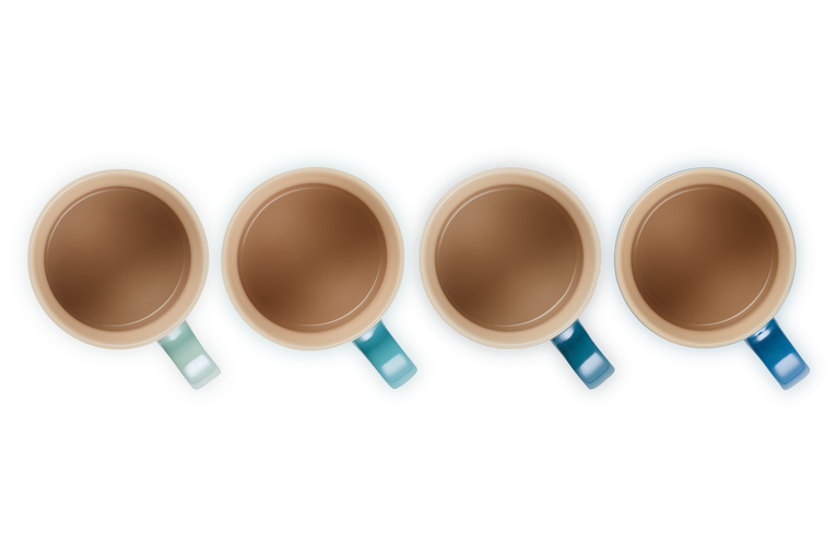 Le Creuset 4er-Set Becher Metallics Blau-Grün aus Steinzeug Schlussverkauf