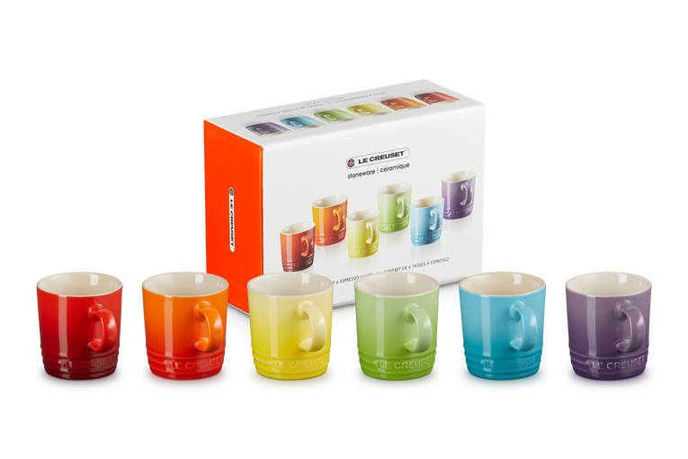 Le Creuset 6er-Set Espressotassen Rainbow III aus Steinzeug Weihnachtsangebot