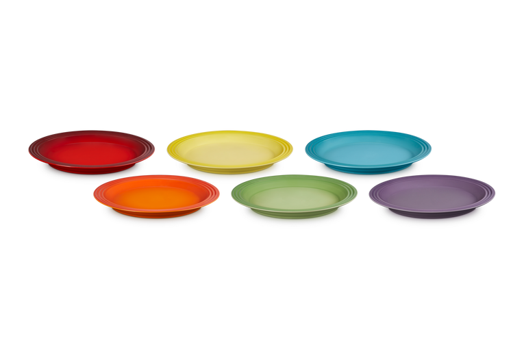 Le Creuset 6er-Set Speiseteller Regenbogen aus Steinzeug