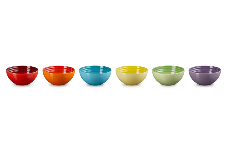 Le Creuset 6er-Set Snackschälchen Regenbogen aus Steinzeug