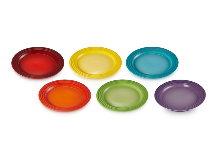 Le Creuset 6er-Set Frühstücksteller Rainbow III aus Steinzeug Fabrikverkauf