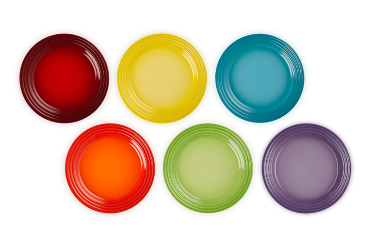 Le Creuset 6er-Set Frühstücksteller Rainbow III aus Steinzeug Fabrikverkauf