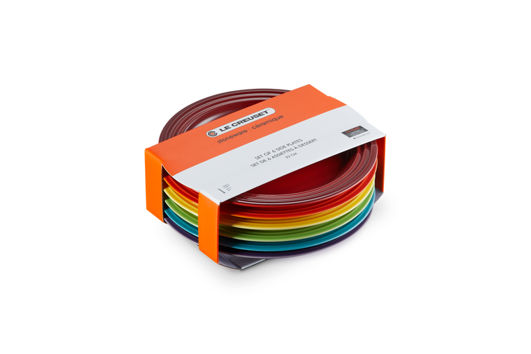 Le Creuset 6er-Set Frühstücksteller Rainbow III aus Steinzeug Fabrikverkauf