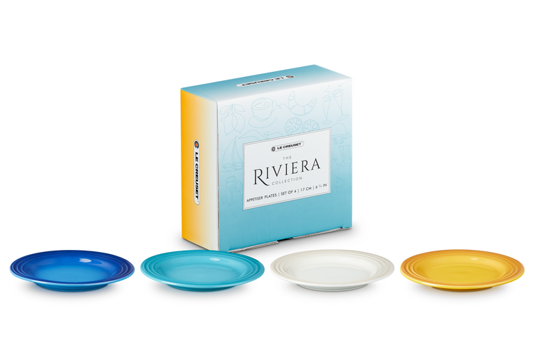 Le Creuset 4er-Set Vorspeisen Teller Riviera aus Steinzeug