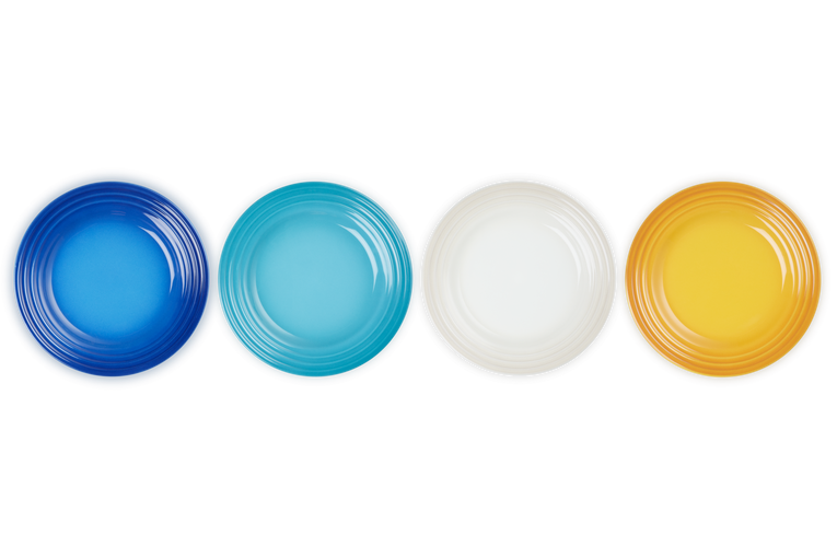 Le Creuset 4er-Set Vorspeisen Teller Riviera aus Steinzeug Rabatt