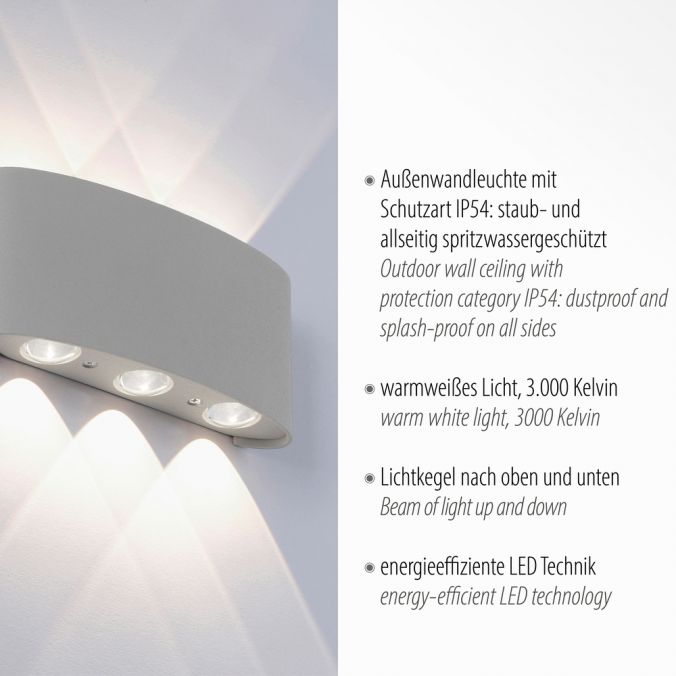 Paul Neuhaus LED-Wandleuchte, silberfarben, halbrund, 6-flammig, warmweiße Lichtfarbe Super Sparpreis