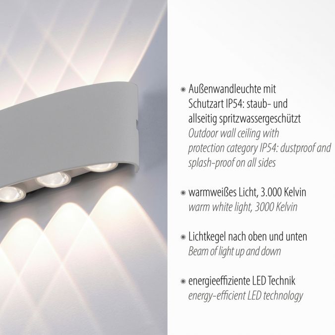 Paul Neuhaus LED-Wandleuchte, silberfarben, ovale Form, warmweiße Lichtfarbe, modern Begrenzte Freigabe