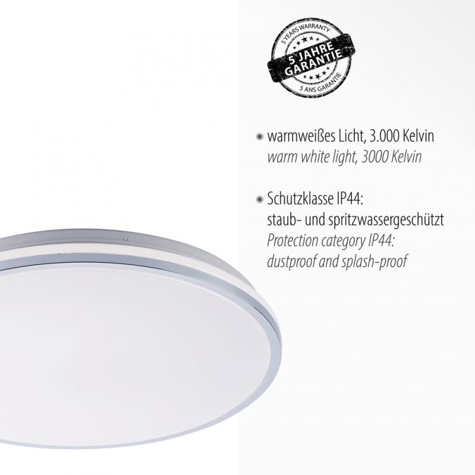 Paul Neuhaus LED-Deckenleuchte, chrom, Schirm, IP44, Badezimmer, warmweis Neueste Stile