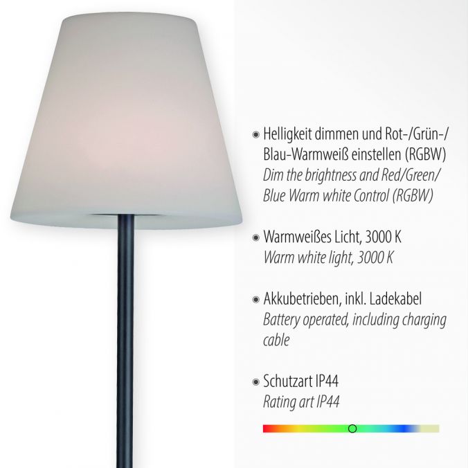 Paul Neuhaus LED Stehleuchte, akkubetrieben, schwarz, modern, RGB Farbwechsel, inkl. USB-Kabel Letzter Tag