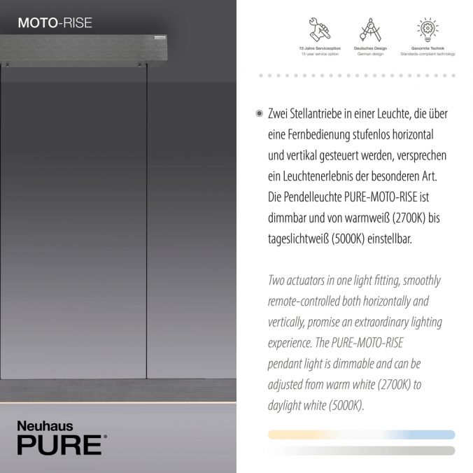 Paul Neuhaus Paul Neuhaus LED Pendelleuchte PURE-MOTO-RISE grau elektrisch Touch Fabrikladen