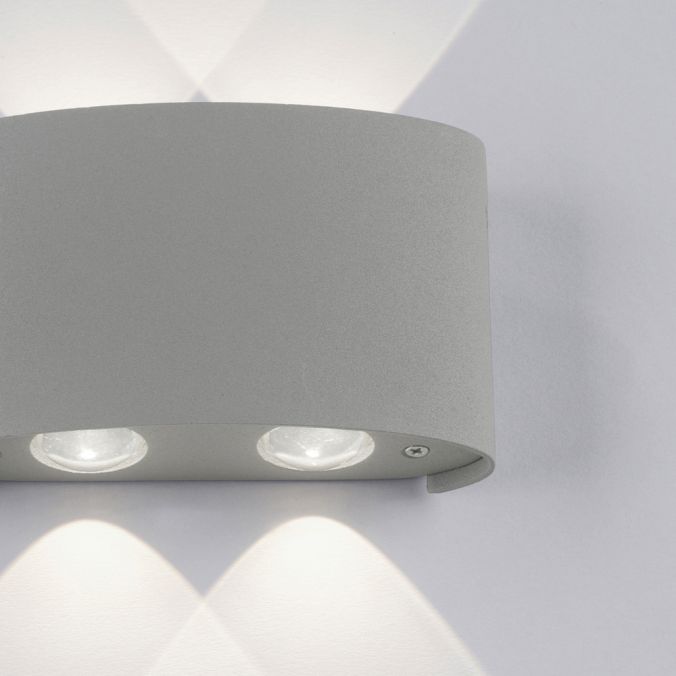 Paul Neuhaus LED-Wandleuchte, Außenleuchte, silber, halbrund, 4flg, warmweiß, Up+Down, IP54 Verkauf