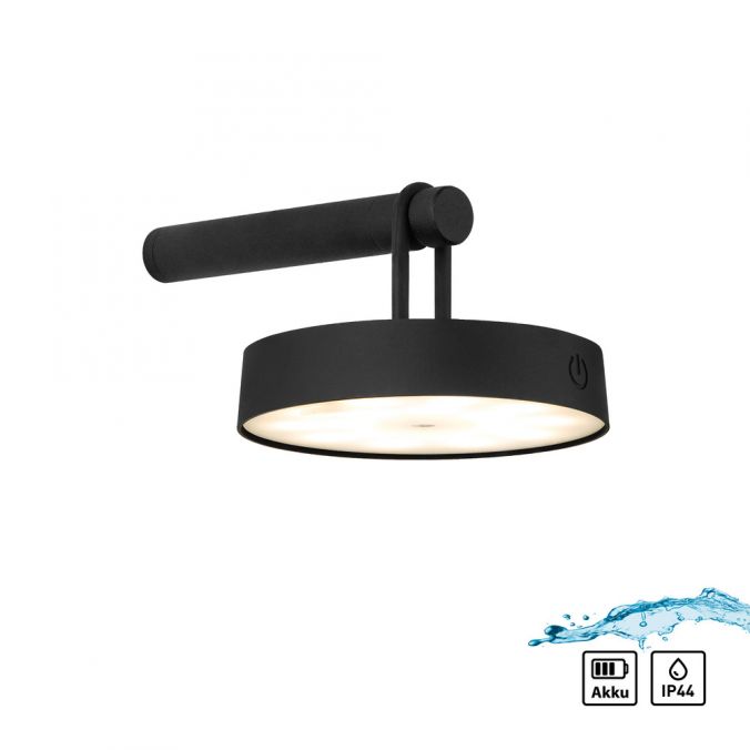 Paul Neuhaus LED Akku Wandleuchte schwarz dimmbar per Touch IP44 Memoryfunktion