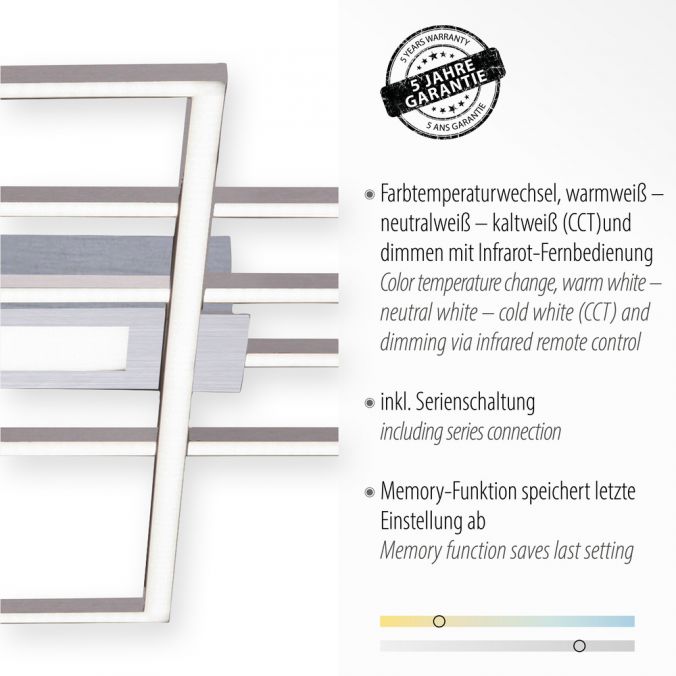 Paul Neuhaus LED Deckenlampe silberfarbig 99x29cm rechteckig dimmbar Downlight+Sidelight Rabatt