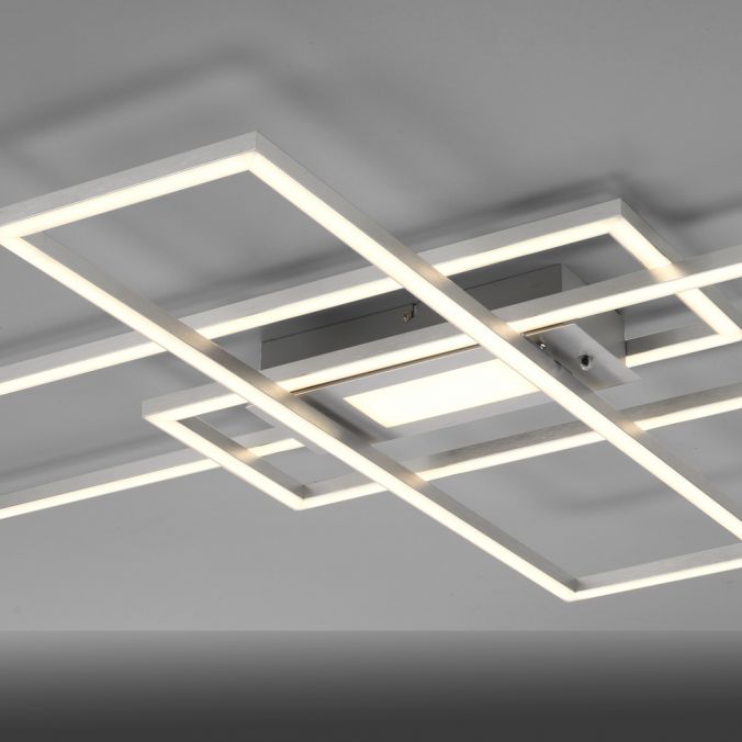 Paul Neuhaus LED Deckenlampe silberfarbig 99x29cm rechteckig dimmbar Downlight+Sidelight Rabatt
