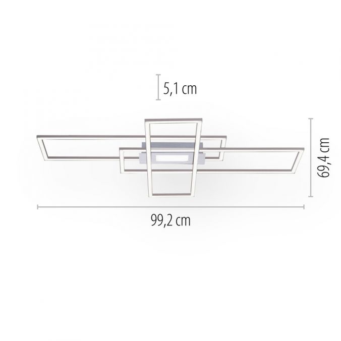 Paul Neuhaus LED Deckenlampe silberfarbig 99x29cm rechteckig dimmbar Downlight+Sidelight Rabatt