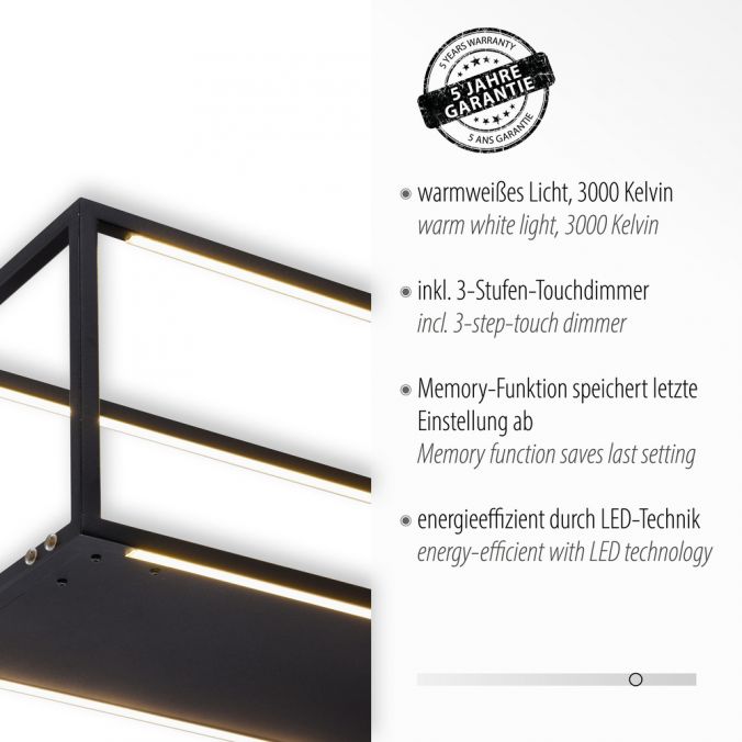 Paul Neuhaus LED Pendelleuchte, schwarz, 4-flammig, dimmer, Innenleuchte Versandkostenfrei