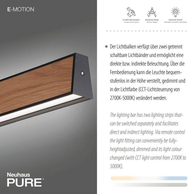 Paul Neuhaus Paul Neuhaus LED Pendelleuchte PURE-E-MOTION schwarz matt mit Holz Touch Neueste Mode