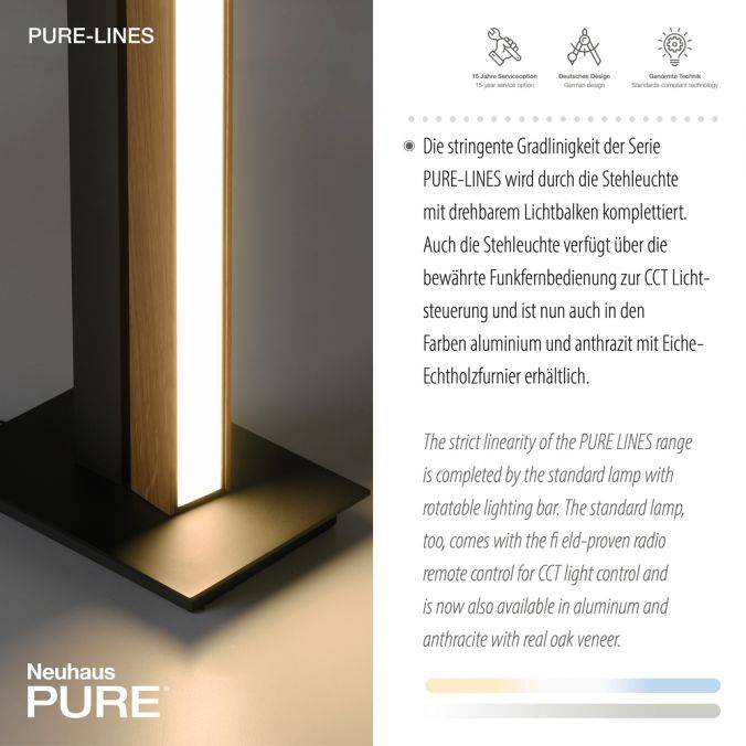 Paul Neuhaus Paul Neuhaus LED Stehleuchte PURES-LINES FLOOR Holz Echtholz drehbar dimmbar Zeitlich begrenztes Angebot