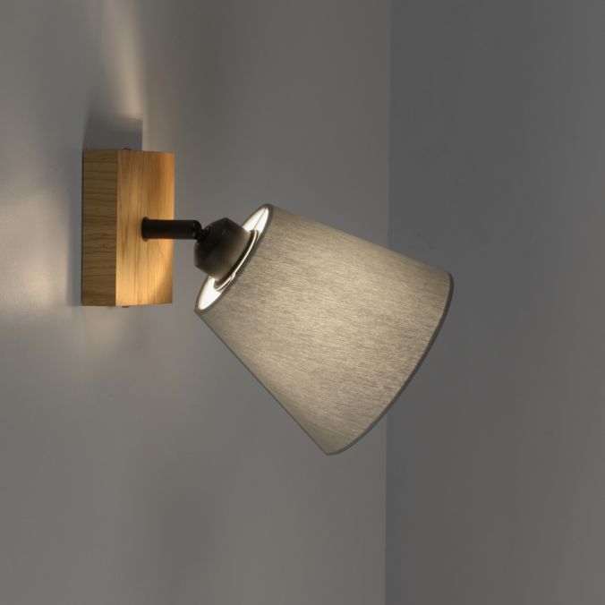 Paul Neuhaus LED Wandleuchte Holz natur 1 flammig Stoffschirm dreh- und schwenkbar Saisonale Angebote