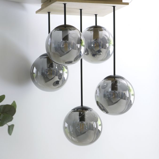 Paul Neuhaus LED Deckenleuchte 5 flammig Holz rauchfarben nachhaltig IP20 Kauf eins, bekomm eins gratis