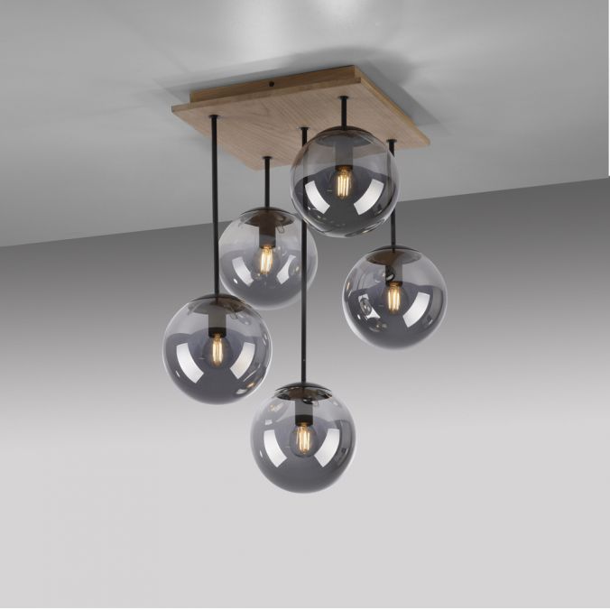 Paul Neuhaus LED Deckenleuchte 5 flammig Holz rauchfarben nachhaltig IP20 Kauf eins, bekomm eins gratis